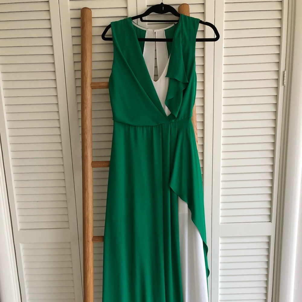 Bcbg emerald and white dress xxs